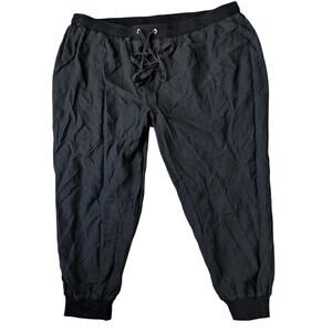 White Birch Black Linen Pants Joggers Women Plus 3X Minimalist Lagenlook Beach